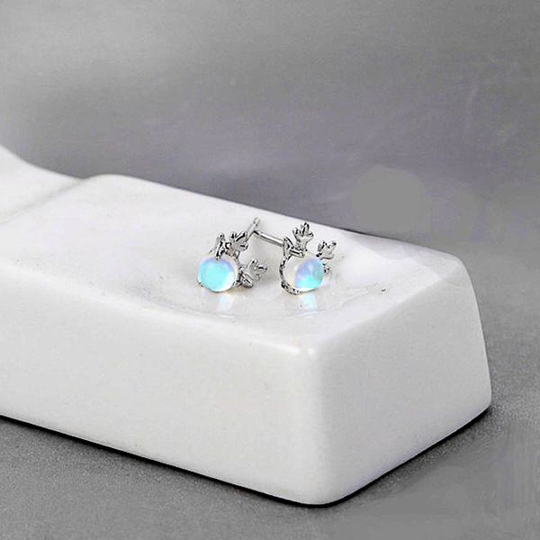 

серебро 925 лось серьги для женщин лунный камень bijoux femme 2019 рождественские подарки, Golden;silver
