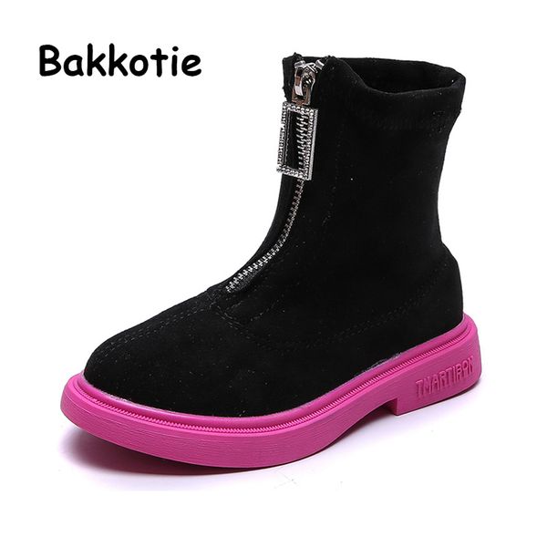 

bakkotie 2019 autumn kids ankle boots new baby girls genuine leather black zip martin boots children brand casual fashion shoes, Black;grey