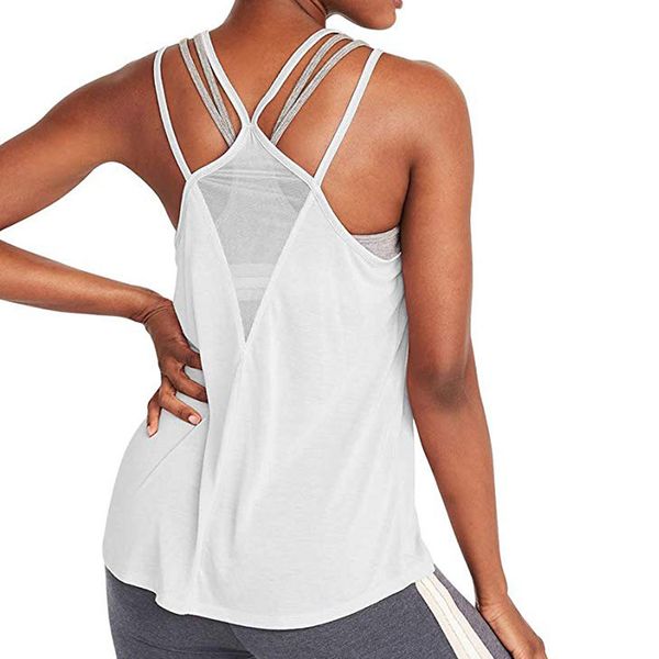 

women gym fitness breathable t-shirt yoga quick dry loose running tshirt halter sling ladies casual sleeveless tank, Black;blue