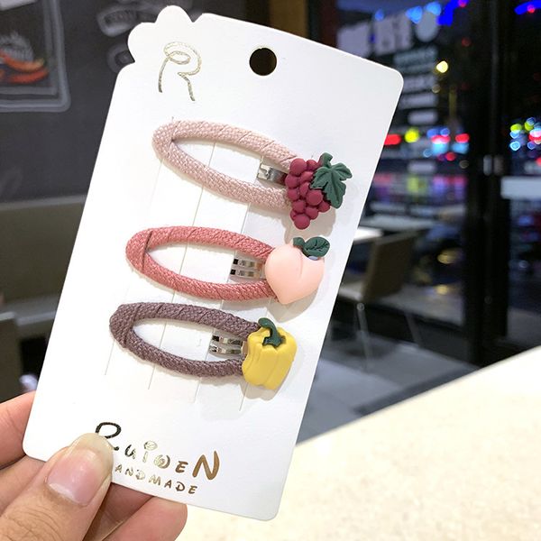 

cysincos baby card combination girl bangs clip children's hair accessories candy-colored matte fruit and vegetable baby hairpin, Slivery;white