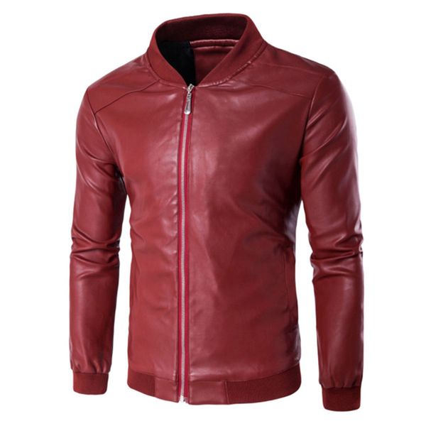 

men's essential leather jacket pu windproof waterproof male coat zip-up solid standing collar slim cardigan autum winter m-4xl, Black;brown