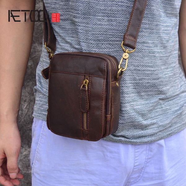 

aetoo casual genuine small shoulder mini men's real leather vintage oil max messenger bag mx190817