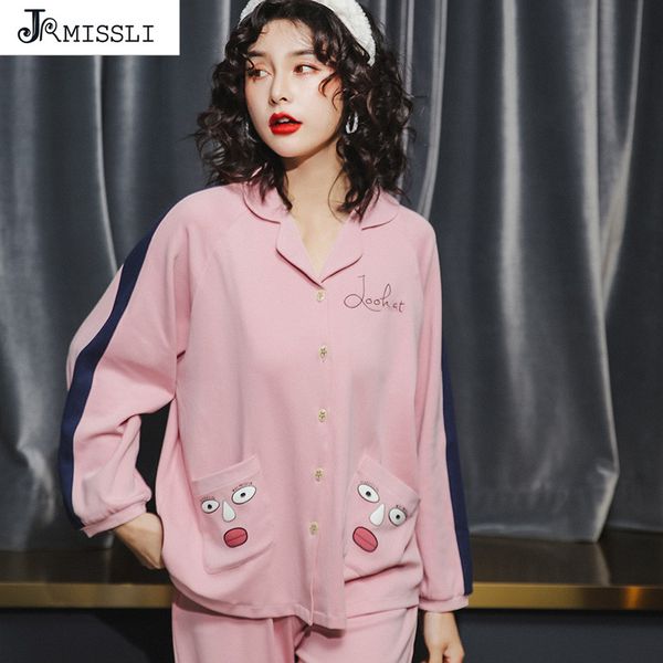 

jrmissli cotton pyjama women's pajama sets night leisure long sleeved pants woman nightgowns loung plus size, Blue;gray