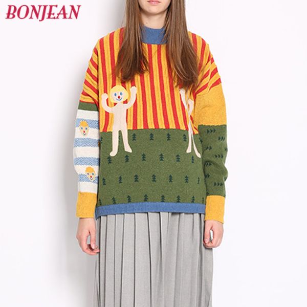 

christmas jumpers ugly christmas sweater harajuku long sleeve sweaters cartoon patch stripes playful pullover, White;black