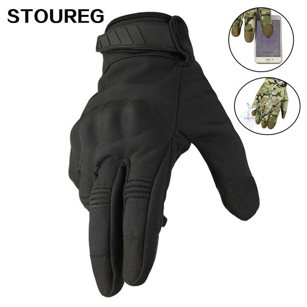 

winter outdoor hiking gloves men touch screen gloves waterproof camping fishing warmer full finger tactical, Black
