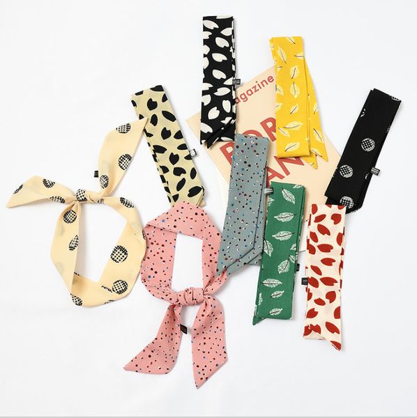 Kids Chiffon Scrunchie Hair Scarf Girls Stripe Love Heart Leaves