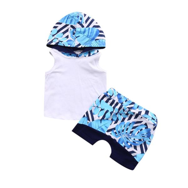 

newborn toddler kids baby boys clothes sleeveless patchwork t-shirt +short 2pcs set outfits, White