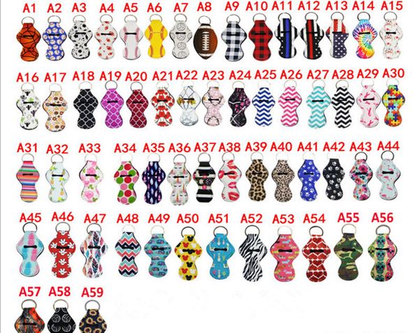 

2019 new neoprene keychain port printed chap tick holder leopard keychain wrap lip tick holder lip cover party favor good item