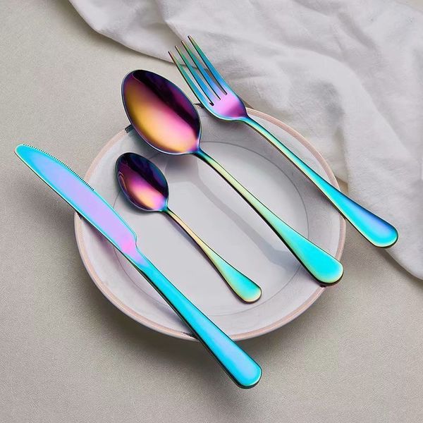 

dinnerware gold flatware gold cutlery matte polish stainless steel 304 knife fork spoon wedding tableware silverware