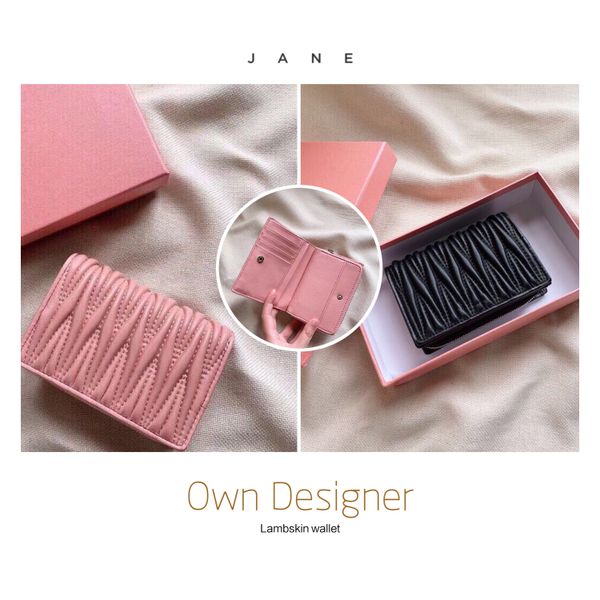 

girl style 5196 lambskin wallet multi-function wallet card bag with gift box 2020 new wallet vintage original leather with retail box, Red;black