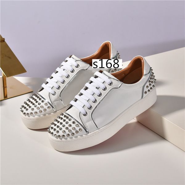 

fashion new red bottom spike sock casual shoes, red sole flats with krystal spikes, 30mm black & white donna flats for women & men sneakers5