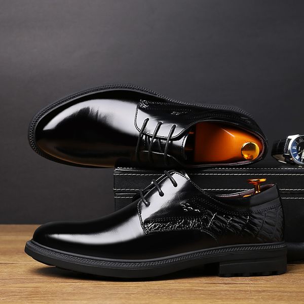 

male formal shoes dress pointed toe gentleman shoes fashion derby sneakers for men italian men wedding footwear, Black