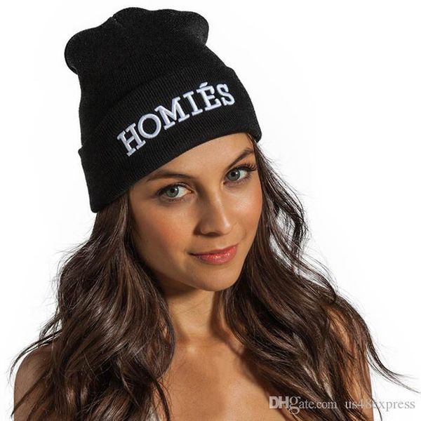 Homies Hats For Men Women Fashionable Black Knitted Beanies
