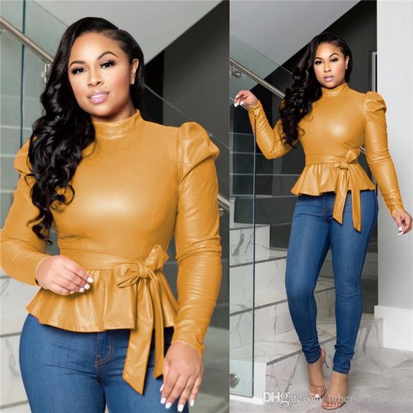 

colorful womens designer tshirt with belt fashion long sleeve casual clothing womens brief solid colors tshirts