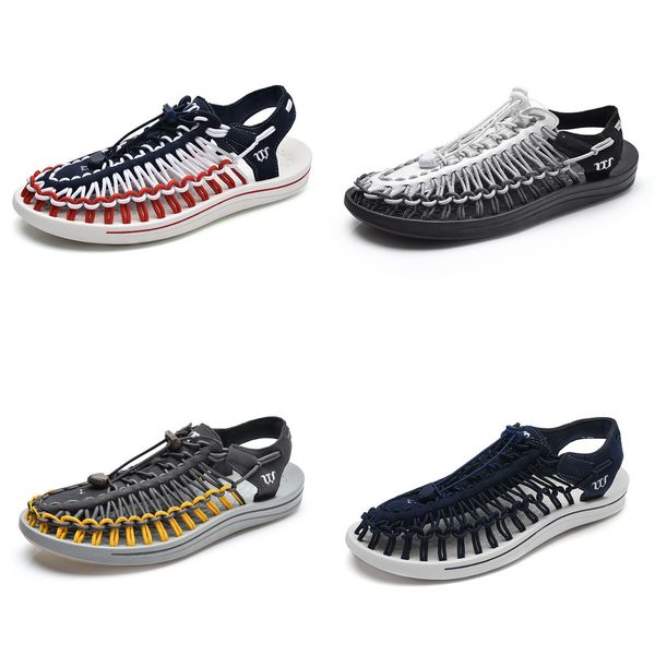 

zunyu 2019 summer big size 47 men sandals fashion handmade weaving design breathable casual beach shoes outdoor sandals for men, Black