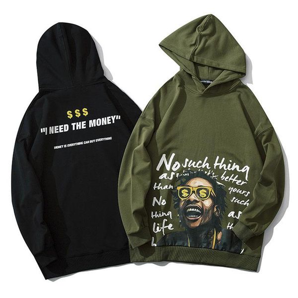 

мужская мода улыбающиеся лица письмо printed сыпучие толстовки весна осень мужской повседневный толстовки толстовки уличная хип-хоп tops, Black