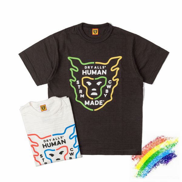 

slub cotton human made t shirt men women version summer style tees human made tshirt, White;black