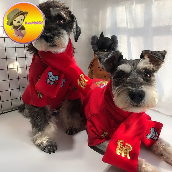 

christmas red pet clothing winter mouse cartoon pets t shirt puppy dog clothes for teddy poodle new year dog apparel with scarf