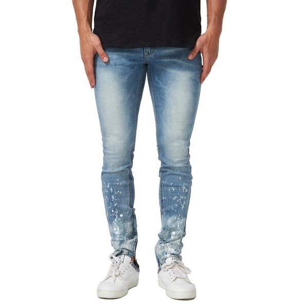 

mens washed spring 19ss new jeans fashion male pencil pants male trousers, Blue
