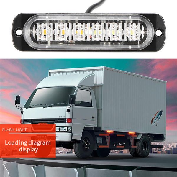 

1pc 6 led car truck side strobo light warning flash fog lamp 1080lm 12-24v 3000-8000k white and amber