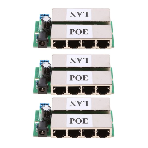 

3packs poe power supply module injector for ethernet network bridge webcam black