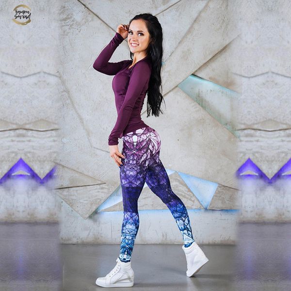 

women printing leggings spring v waist polyester knitted standard casual pants breathable fitness women leggings, Black