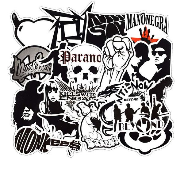 

rock roll band team cool sticker lot random diy decal stickers for graffiti skateboard snowboard drum lapluggage motorcycle car styling