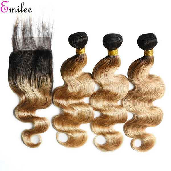 

emilee brazilian body wave 1b 27 hair weave ombre human hair bundles 1b 27 remy hair extensions 3 bundles, Black