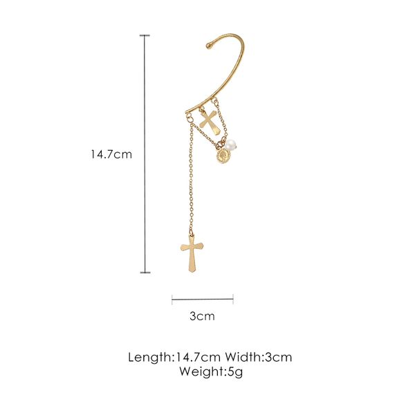 

простые крестики одно ушные висячие длинные серьги с кисточками темперамент дикие серьги атмосферные женские, Silver