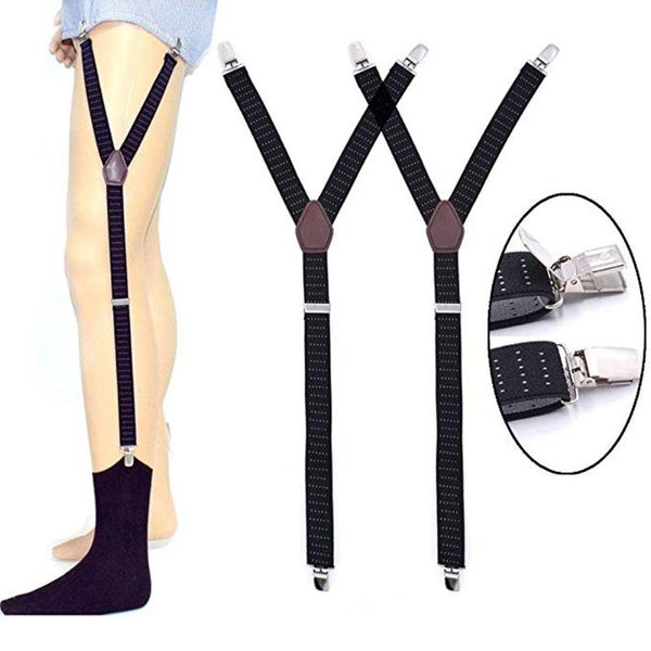 

men shirt stays garters y shape with non-slip locking clamps suspenders elastic straps nyz shop, Black;white