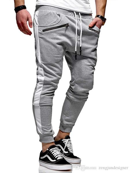 

mens plaid print pants fashion style sports designer draestring pencil homme clothing casual pocket zipper apparel, Black