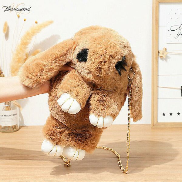 

new fashion women girl handbag rabbit shoulder bags plush purse wallet cross body winter soft cute purse wallet 34x17x5cm
