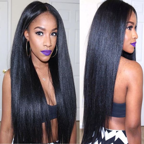 

Yaki u part wig virgin hair gluele brazilian unproce ed remy light yaki traight upart human hair wig for black women