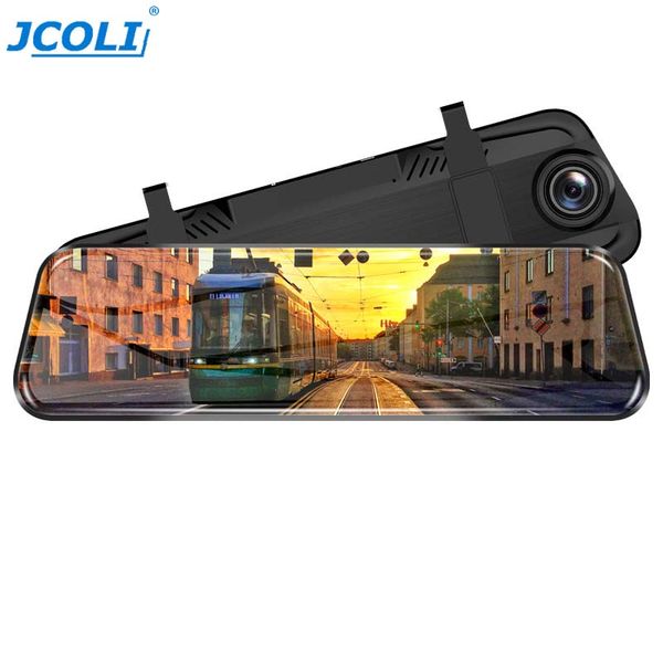 

jcoli 9.66 inch ips touch screen stream media rearview mirror recorder car dvr dual record night vision