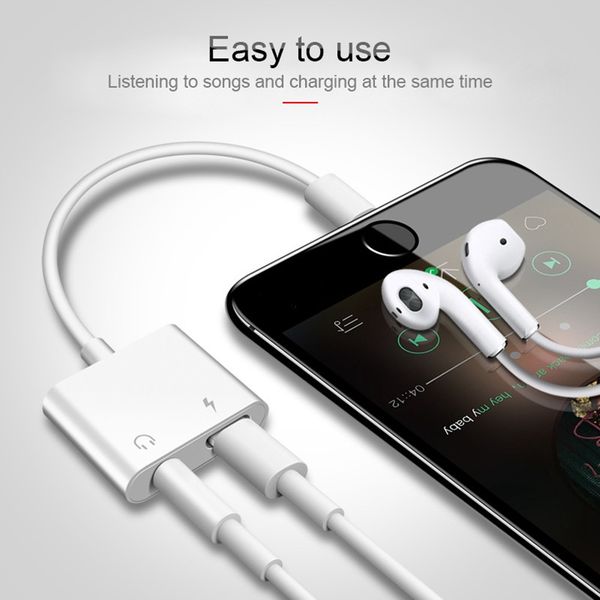 

2 in 1 adapter 3 5mm aux jack headphone earphone audio plitter white cable charging mu ic for iphone 8 x iphone 11