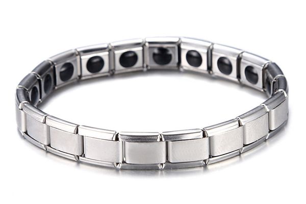 

stainless steel balance wristband tourmaline stone energy bracelet color lasting hologram health bangle party gift, Golden;silver