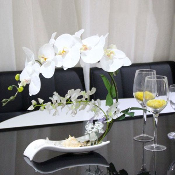 

butterfly orchid artificial flowers set fake flower ceramic vase ornament phalaenopsis figurine home furnishing decoration craft