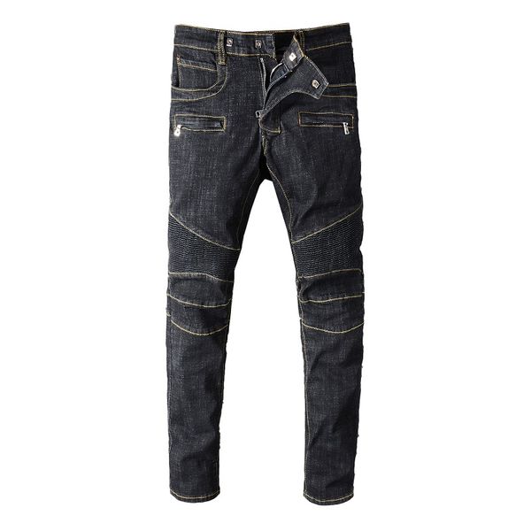 

бренд bal jeans дизайнер одежды брюки panther black soldier mens тонкий джинсовый прямой байкерские отверстия хип-хоп джинсы мужчины 2019 но, Blue
