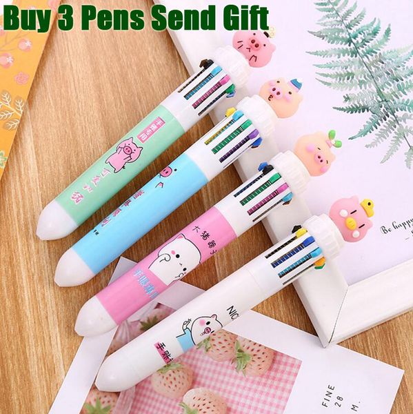 

бесплатная доставка симпатичные свинья 10 цветов прекрасный студент, пишущий шариковая ручка школа канцелярские снабжение покупка 3 послать, Blue;orange