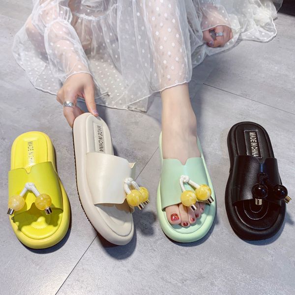 

house slippers platform shoes slides summer woman shose women pantofle candy colors lady low beach 2020, Black