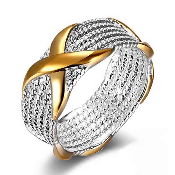 

classic women cross pattern ring fashion lady ring wedding accessories jewelry for female friend party birthday gift, Slivery;golden