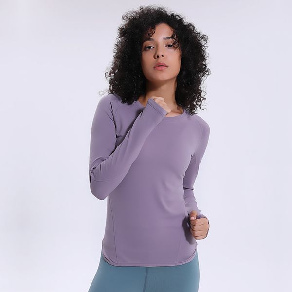 

luyogasports women solid color long sleeve lu yoga slim fit running fitness quick-drying shirt training workout indoor sport t-shirt, White;red