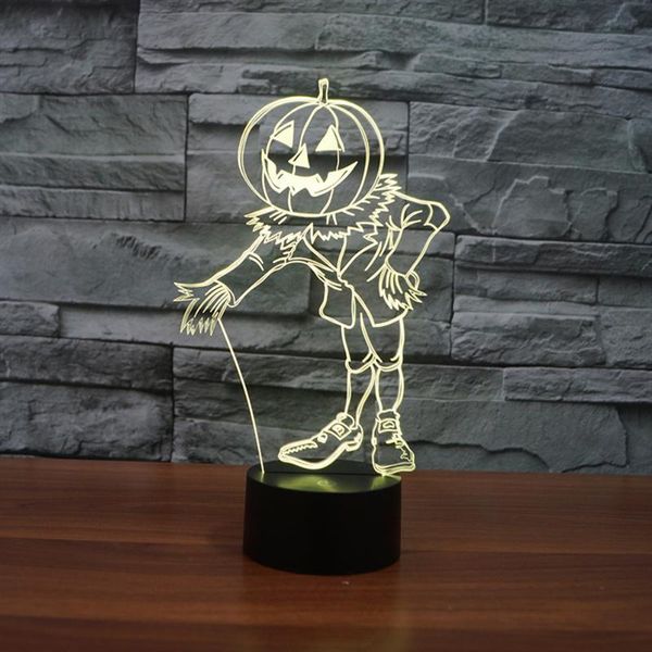 

creative 3d pumpkin people colorful nightlight touch switch usb cable 7 changing colors led lamp