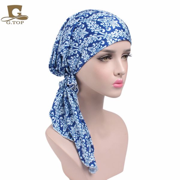 Womens bandana tête foulard turban pré-attaché couvre-chefs chimio chapeau IU