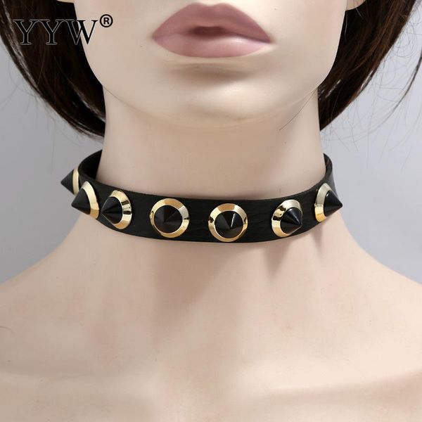 

harajuku spike rivet choker belt collar women pu leather chocker gothic jewelry goth necklace for women party club, Silver