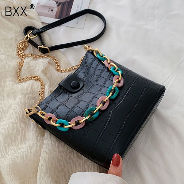 

bxx] крокодиловый узор искусственная кожа crossbody ведро сумки для женщин 2020 новый плечо сумка женская цепь сумки hl458