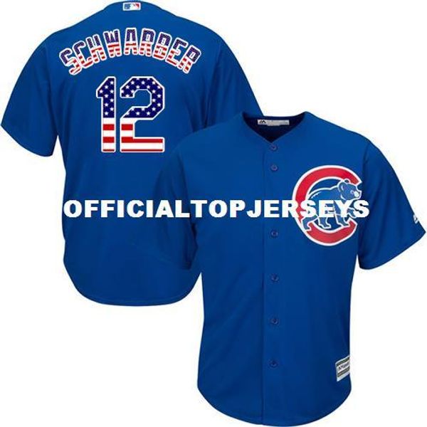 

men's chicago #12 kyle schwarber royal blue usa flag jersey, Black;blue