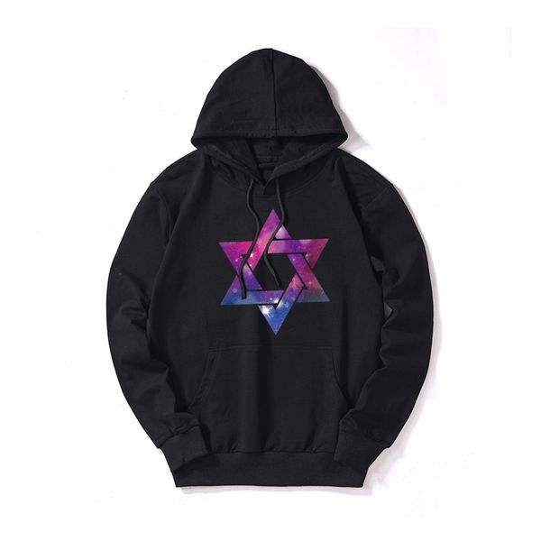 

men luxury hexagonal star hoodies 2019 brand men women printed hoodies fashion long sleeve sweater 5 color asian size, Black