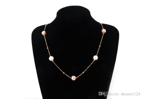 

fashion simple charm pearl beads necklace multi colors long chain necklace earring jewelry set for women wedding party jewelry gift, Silver