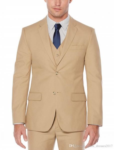 

2020 brand new beige classic style two button groom tuxedos notch lapel groomsmen mens wedding suits (jacket+pants+vest, Black;gray